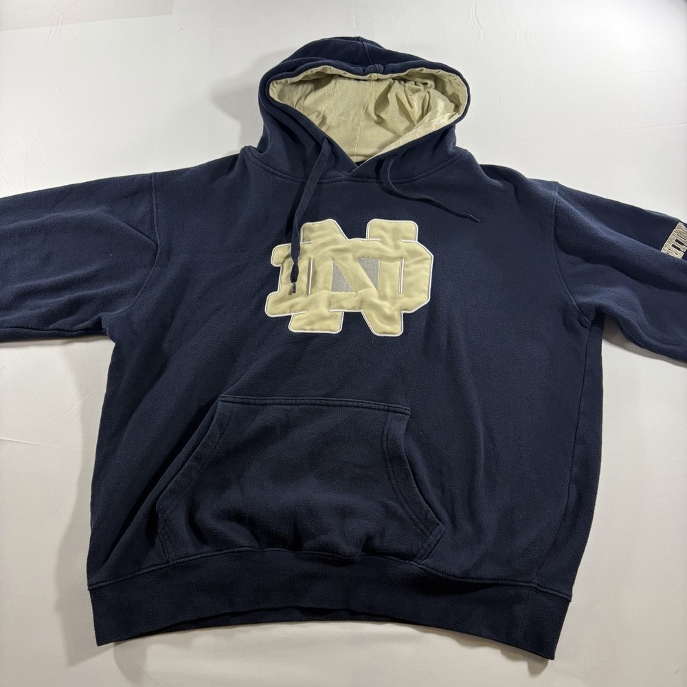 Notre Dame Fighting Irish Women's Large Navy Gold Applique Pullover Hoodie